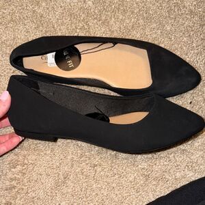 Cityclassified Black Pointed Toe Slip-On Flats